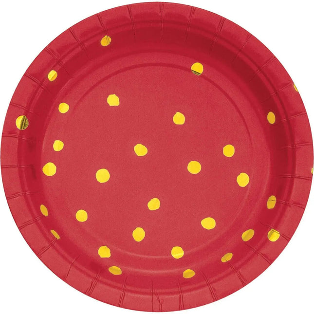 Touch of Color - 7" Premium Strength Dessert Plates - Classic Red Party Expo  
