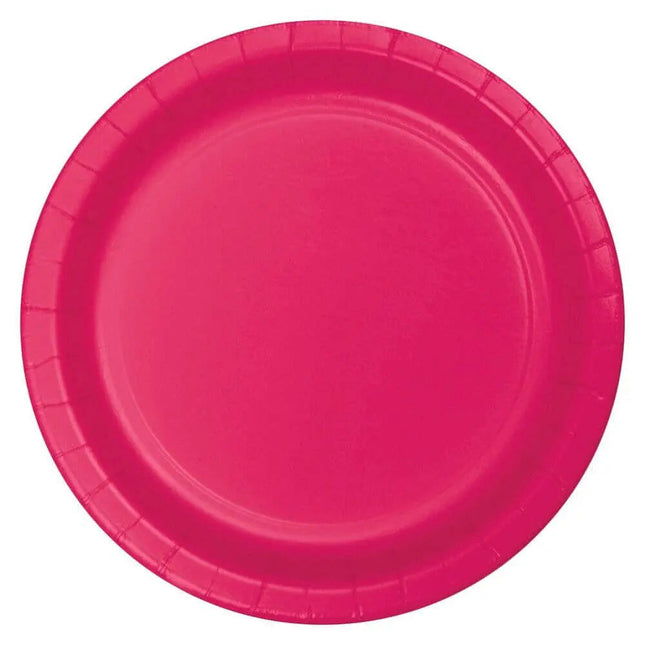 Touch of Color - 9" Premium Strength Dinner Plates - Hot Magenta Party Expo  