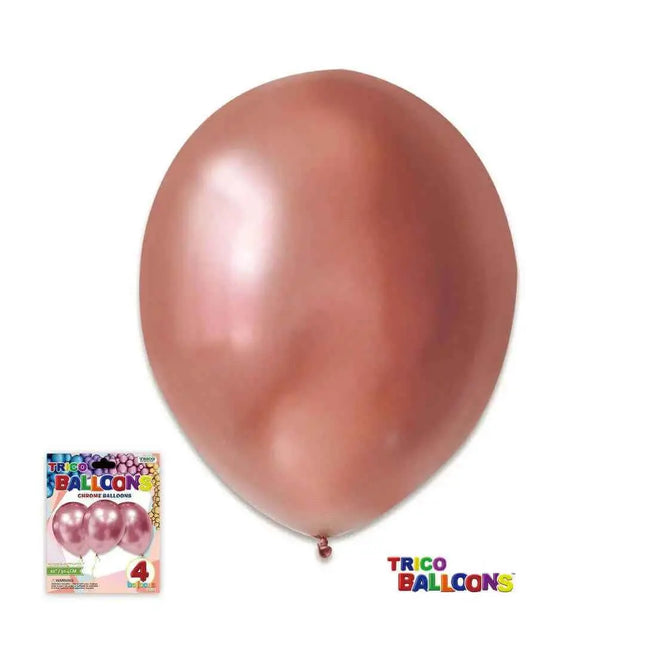 Trico 12" Chrome Rose Gold Latex - 4 count Party Expo  