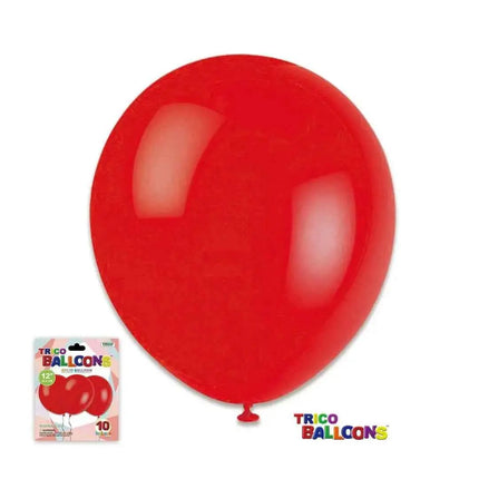 Trico -12" Red Latex Balloon - 10 count Party Expo  