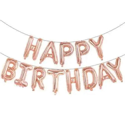Trico - 14" Happy Birthday Mylar Balloon Banner - Rose Gold Party Expo  