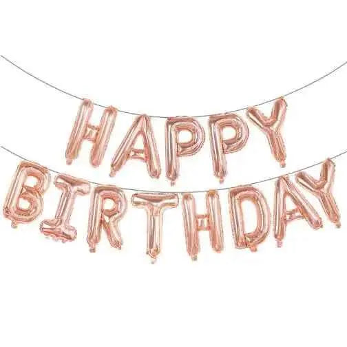 Trico - 14" Happy Birthday Mylar Balloon Banner - Rose Gold Party Expo  