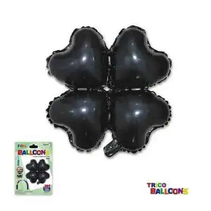 Trico - 18" 4-Leaf Clover Mylar Balloon - Black (1ct) Party Expo  