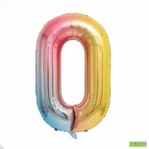 Trico - 34" Number '0' Mylar Balloon - Rainbow Party Expo  