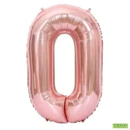 Trico - 34" Number '0' Mylar Balloon - Rose Gold Party Expo  