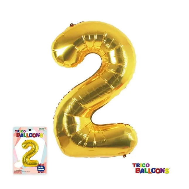 Trico - 34" Number '2' Mylar Balloon - Gold Party Expo  