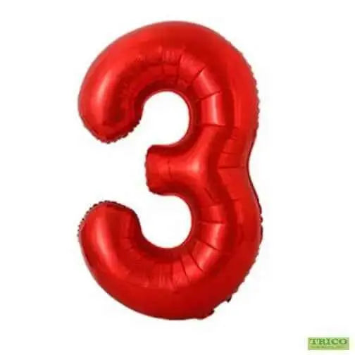 Trico - 34" Number '3' Mylar Balloon - Red Party Expo  