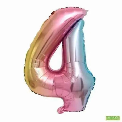 Trico - 34" Number '4' Mylar Balloon - Rainbow Party Expo  