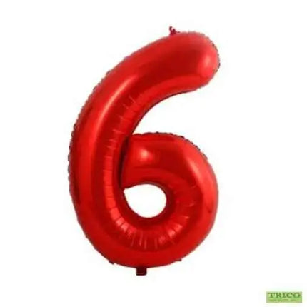 Trico - 34" Number '6' Mylar Balloon - Red Party Expo  