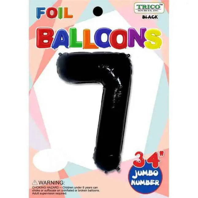 Trico - 34" Number '7' Mylar Balloon - Black Party Expo  