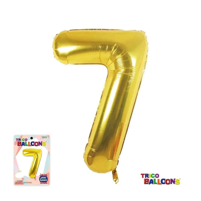 Trico - 34" Number '7' Mylar Balloon - Gold Party Expo  