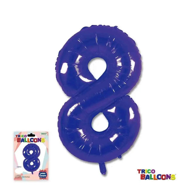 Trico - 34" Number '8' Mylar Balloon - Purple Party Expo  
