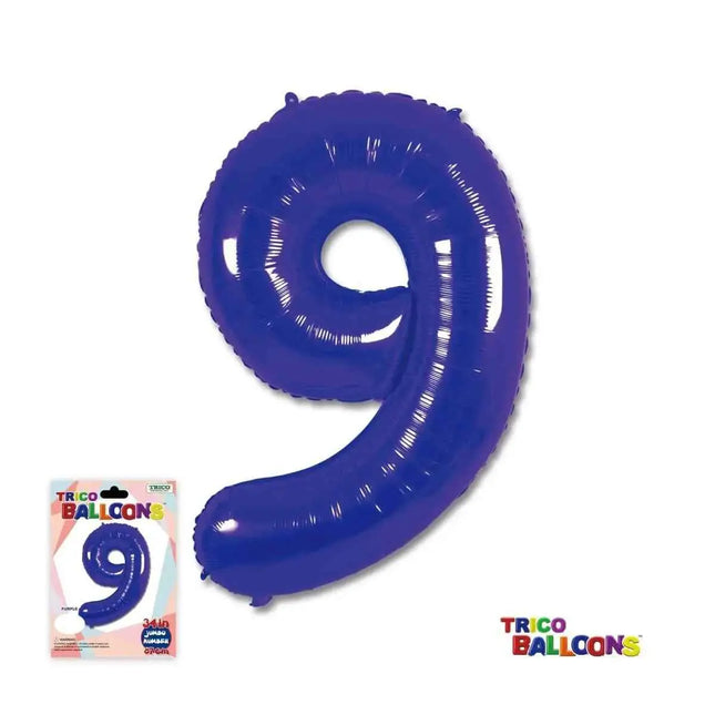 Trico - 34" Number '9' Mylar Balloon - Purple Party Expo  