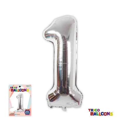 Trico  34" #1 Jumbo Number Balloon - Silver Party Expo  