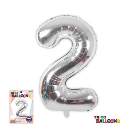 Trico 34" #2 Jumbo Number Balloon - Silver Party Expo  