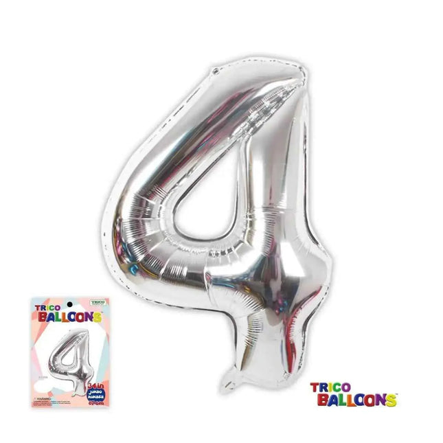 Trico 34" #2 Jumbo Number Balloon - Silver Party Expo  