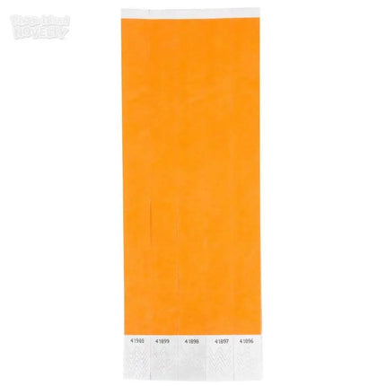 Tyvek Narrow Neon Orange Paper Wristbands - 500ct - Party Expo