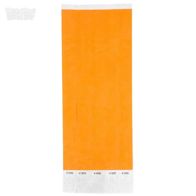 Tyvek Narrow Neon Orange Paper Wristbands - 500ct - Party Expo