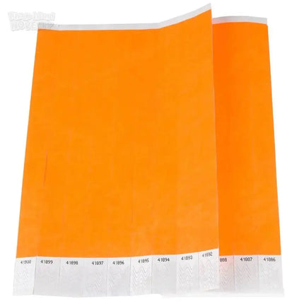 Tyvek Narrow Neon Orange Paper Wristbands - 500ct - Party Expo