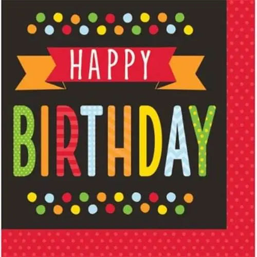Value Polka Dot Birthday Lunch Napkins - Party Expo