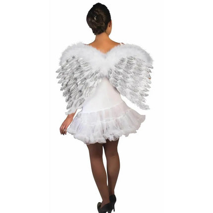 White Feather Angel Wings with Glitter - Party Expo