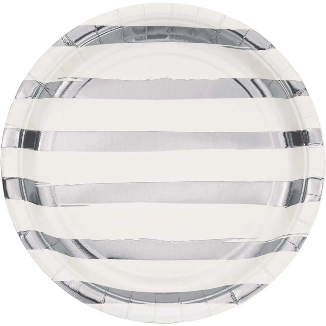 White Silver Foil 9" Plates Party Expo  