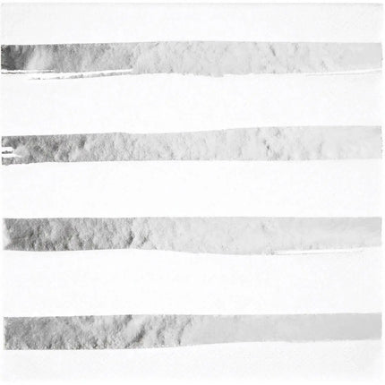 White Silver Foil Lunch Napkins - Party Expo