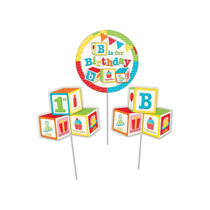ABC Block Birthday Centerpiece Sticks - SKU:329342- - UPC:039938475437 - Party Expo