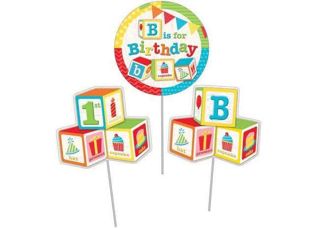 ABC Block Birthday Centerpiece Sticks - SKU:329342- - UPC:039938475437 - Party Expo