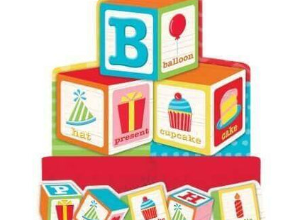 ABC Block Birthday Die Cut Centerpiece with Honeycomb - SKU:329339- - UPC:039938475406 - Party Expo