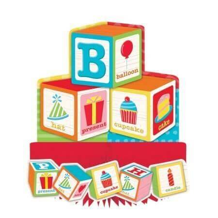 ABC Block Birthday Die Cut Centerpiece with Honeycomb - SKU:329339- - UPC:039938475406 - Party Expo