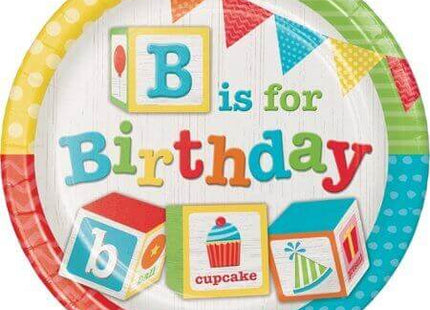 ABC Blocks Birthday 9" Plates - SKU:329331- - UPC:039938475321 - Party Expo