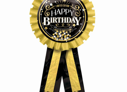 "Aged To Perfection" Happy Birthday Award Ribbon - SKU:210747 - UPC:192937335284 - Party Expo