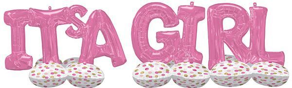 "It's A Girl" Airloonz Balloon Bunch - SKU:112818 - UPC:026635444910 - Party Expo