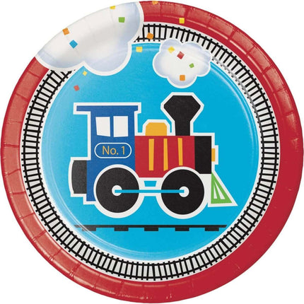 All Aboard - 7" Train Paper Dessert Plates (8ct) - Party Expo