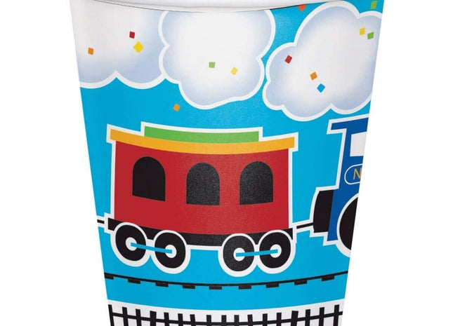 All Aboard - 9oz Train Cups (8ct) - SKU:322216- - UPC:039938389413 - Party Expo