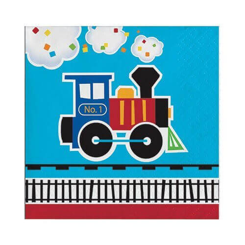 All Aboard - Train Beverage Napkins (16ct) - SKU:322217- - UPC:039938389420 - Party Expo