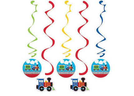 All Aboard - Train Dizzy Danglers (5ct) - SKU:324343- - UPC:039938414375 - Party Expo
