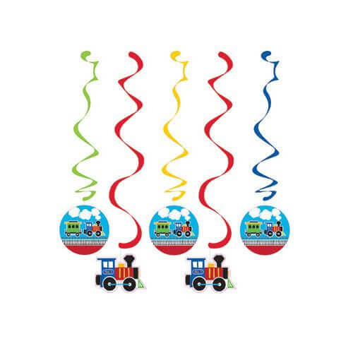 All Aboard - Train Dizzy Danglers (5ct) - SKU:324343- - UPC:039938414375 - Party Expo