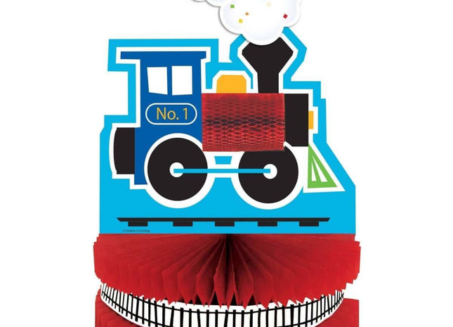 All Aboard - Train Honeycomb Centerpiece - SKU:324342- - UPC:039938414368 - Party Expo