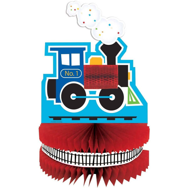 All Aboard - Train Honeycomb Centerpiece - SKU:324342- - UPC:039938414368 - Party Expo
