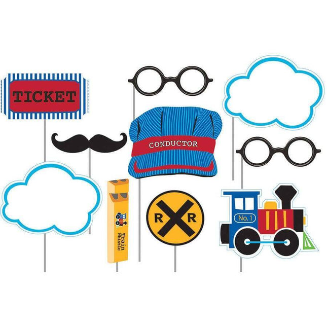 All Aboard - Train Photo Booth Props - SKU:324348- - UPC:039938414429 - Party Expo