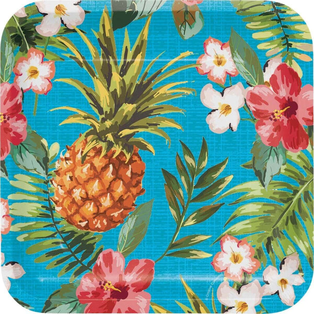 Aloha 9" Square Plate - SKU:319997- - UPC:039938359454 - Party Expo