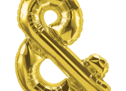 Anagram - 16" Ampersand Sign Mylar Balloon - Gold - SKU:98183 - UPC:847881010533 - Party Expo