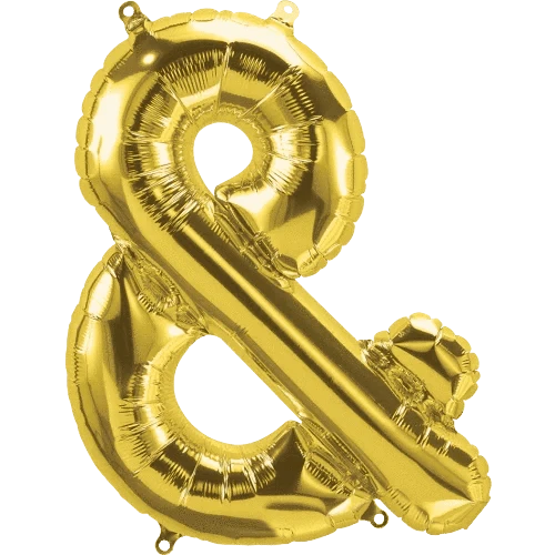 Anagram - 16" Ampersand Sign Mylar Balloon - Gold - SKU:98183 - UPC:847881010533 - Party Expo