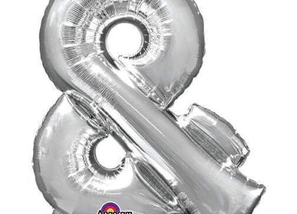 Anagram - 16" Ampersand Sign Mylar Balloon - Silver - SKU:78515 - UPC:026635330688 - Party Expo