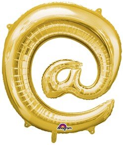 Anagram - 16" At Sign Mylar Balloon - Gold - SKU:78512 - UPC:026635330657 - Party Expo