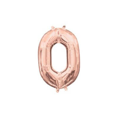 Anagram - 16" Number '0' Mylar Balloon - Rose Gold (Air-Filled) - SKU:93115 - UPC:026635374859 - Party Expo