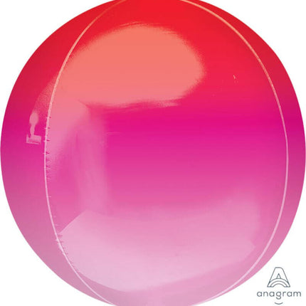 Anagram - 16" Red & Pink Ombre Orbz Balloon - SKU:98822 - UPC:026635405539 - Party Expo