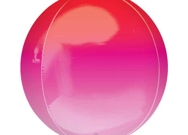 Anagram - 16" Red & Pink Ombre Orbz Balloon - SKU:98822 - UPC:026635405539 - Party Expo